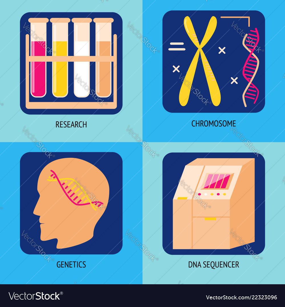 Genetic research concept icons in flat style Vector Image