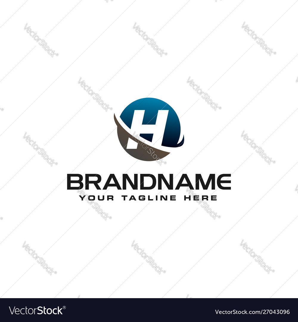 Initial h technology swoosh company letter logo Vector Image