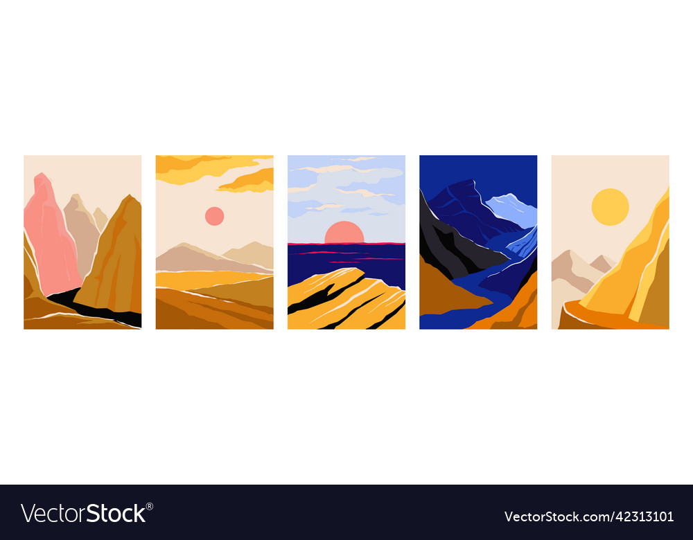 Abstract boho landscape minimalistic retro Vector Image