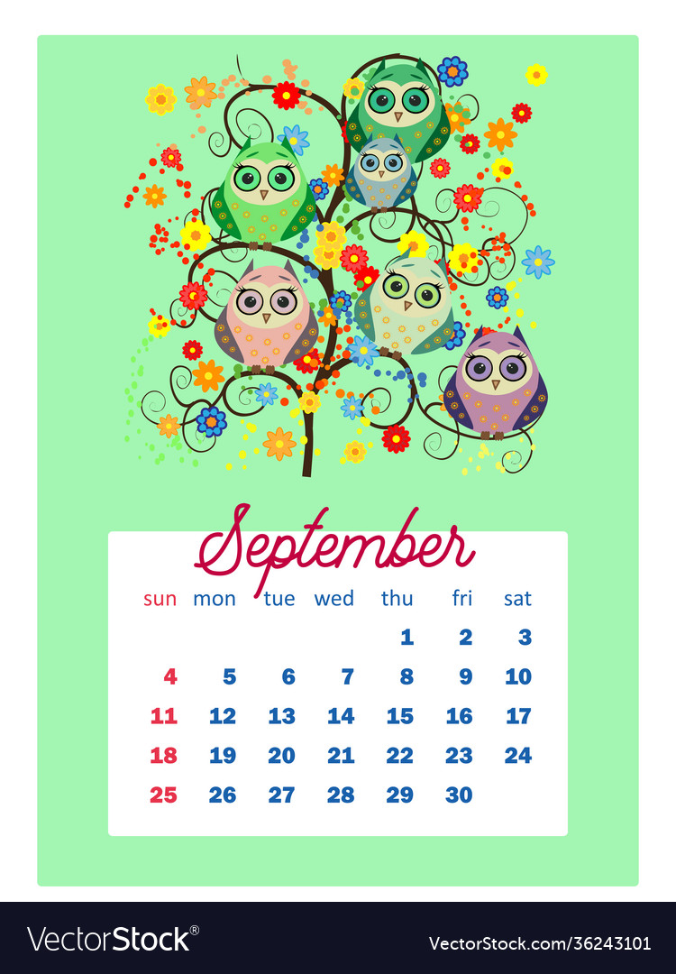 Calendar 2022 cute with funny cartoon Royalty Free Vector