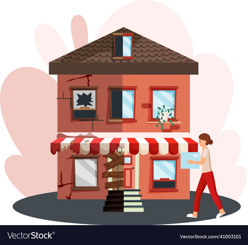 Home renovation old house before and after repair Vector Image Home renovation old house before and after repair Vector Image