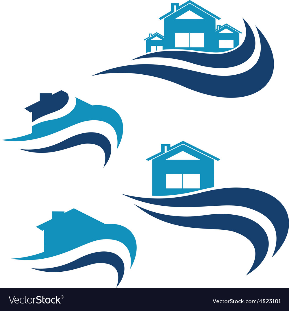 House and waves icon