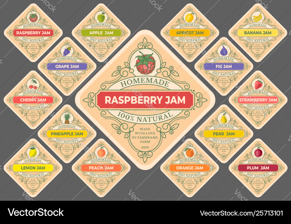 Jam labels set Royalty Free Vector Image - VectorStock