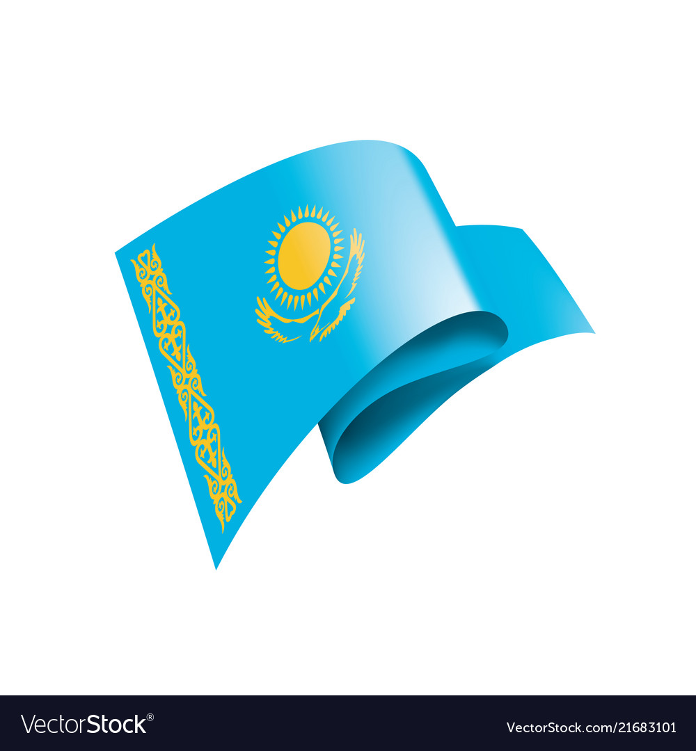 Kazakhstan flag on a white Royalty Free Vector Image