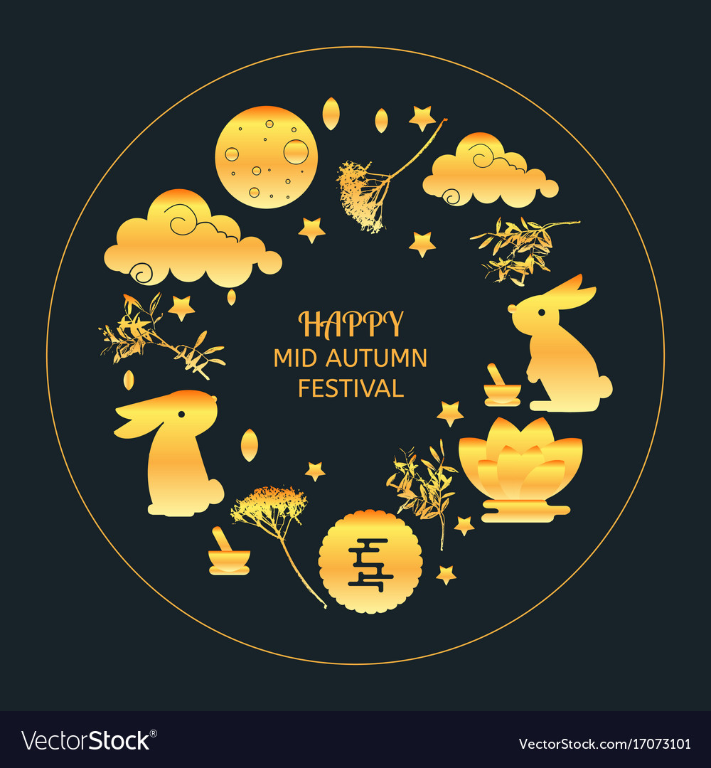 Mid autumn festival concept icons set