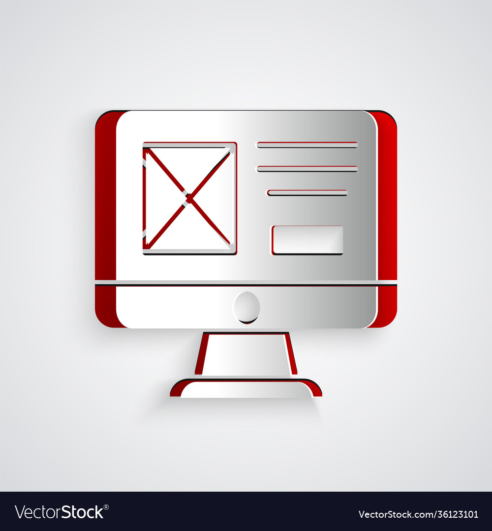 Paper cut ui or ux design icon isolated on grey Vector Image