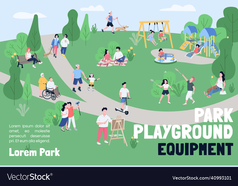 Park playground equipment banner flat template Vector Image