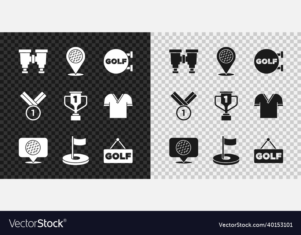 Set binoculars location golf sport club golf Vector Image