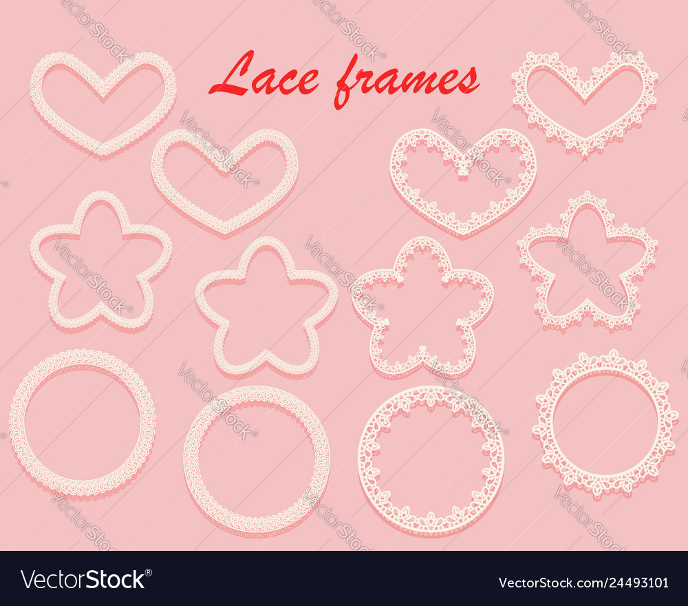 Set of white carved frames various shapes ring