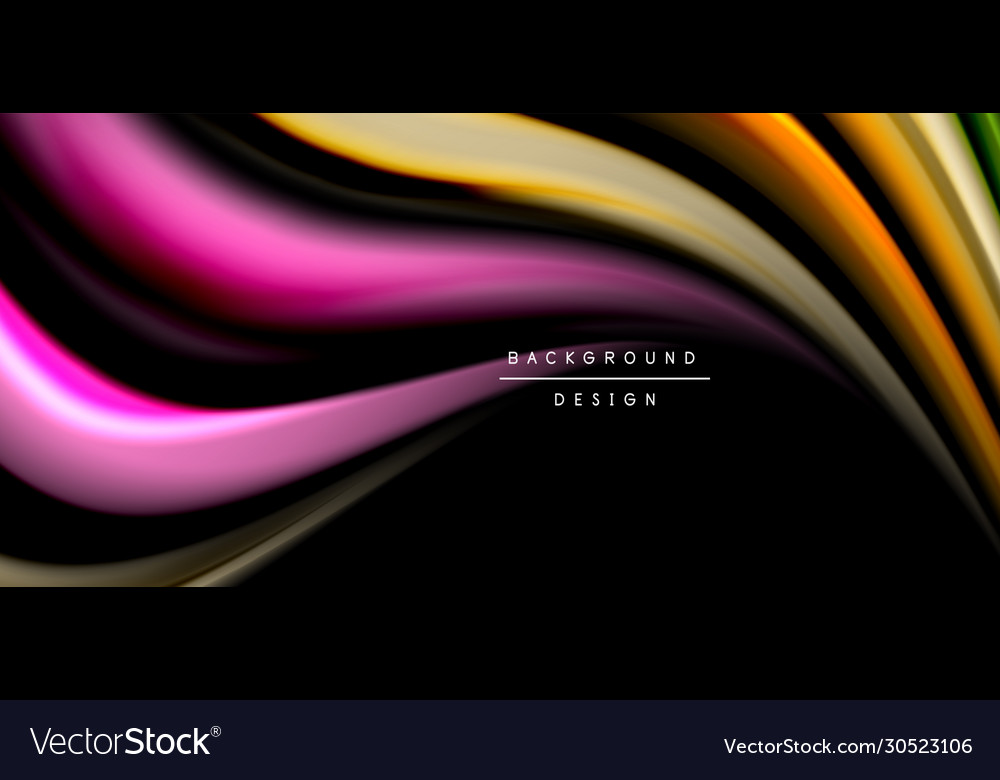 Abstract silk smooth lines on black multicolored