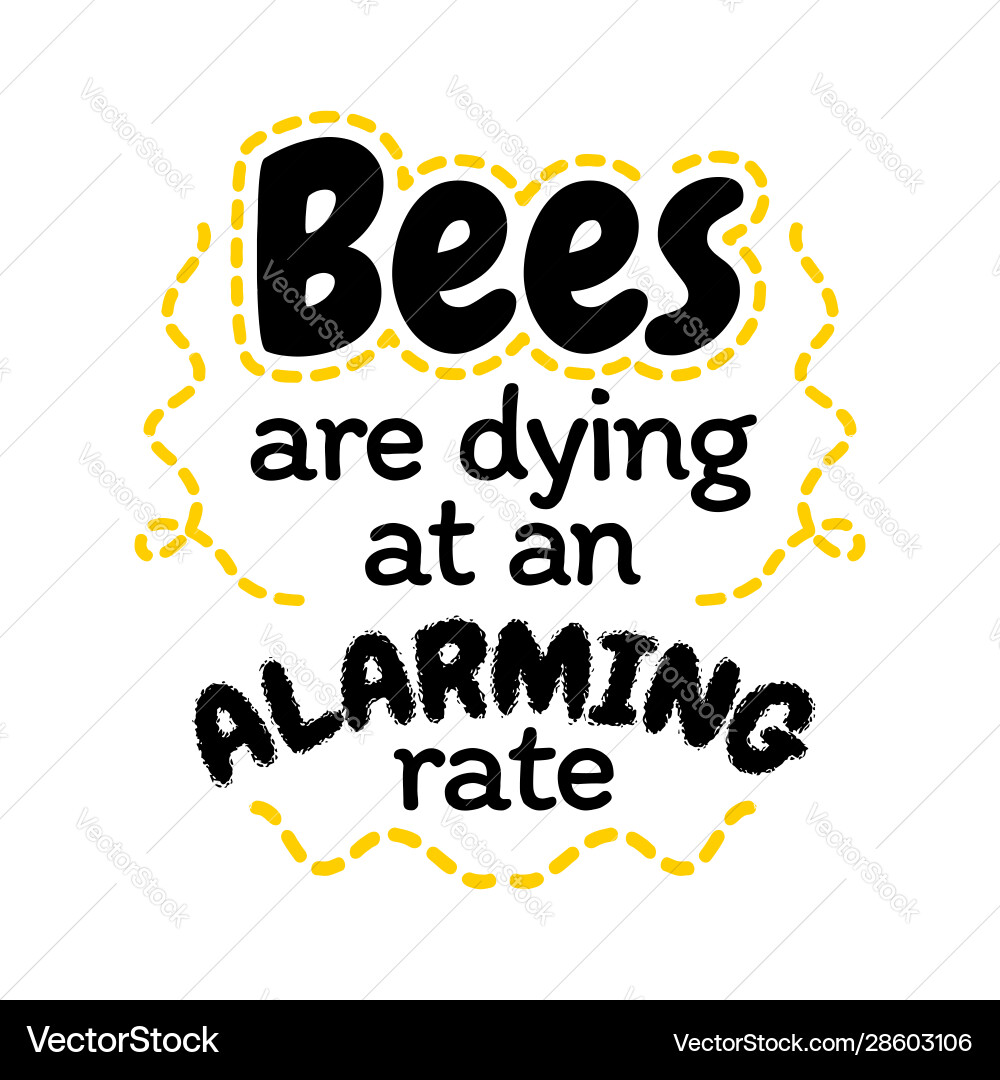 Bees are dying at an alarming rate text for Vector Image