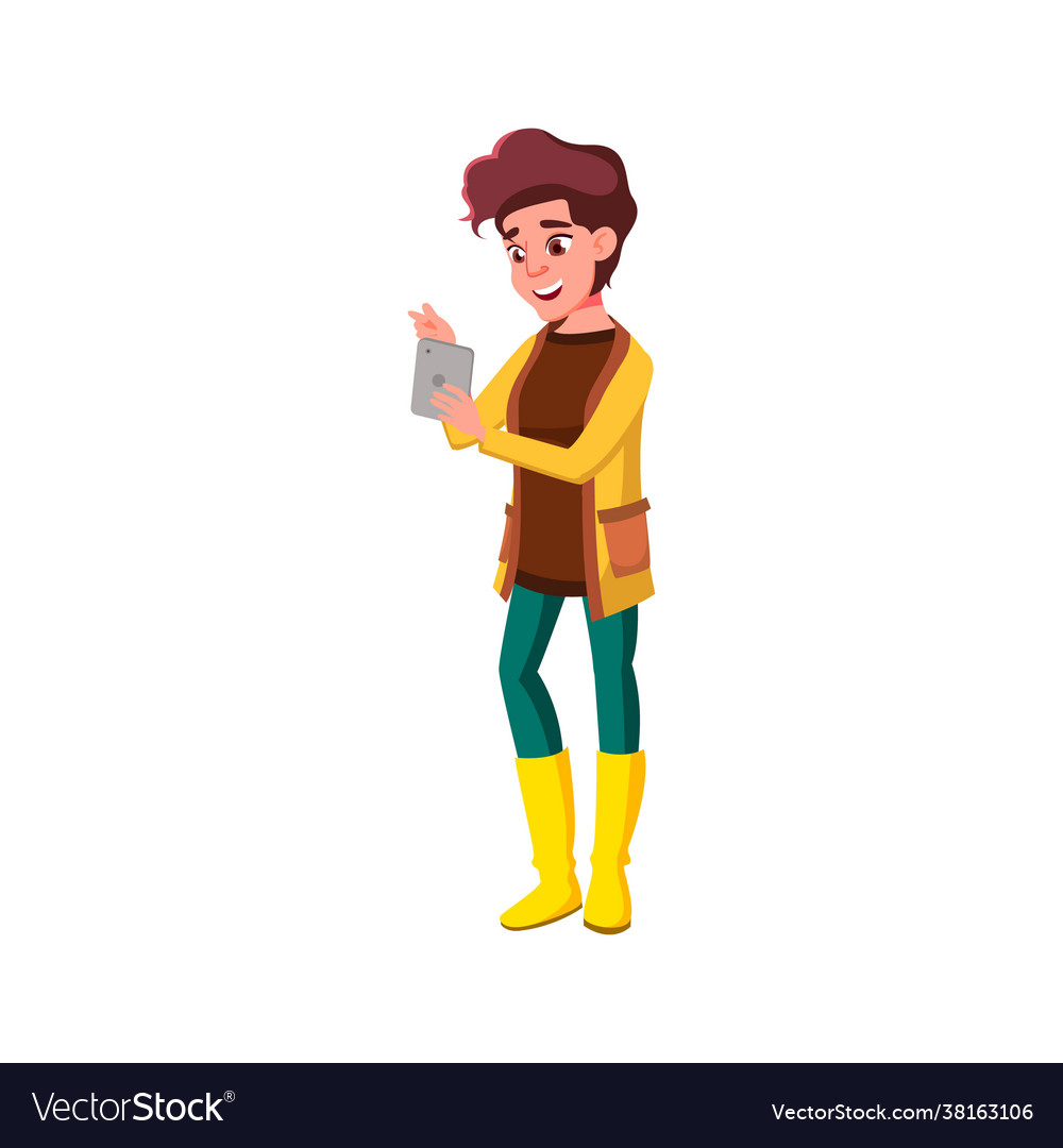 Girl make order online on tablet cartoon Vector Image Girl make order online on tablet cartoon Vector Image