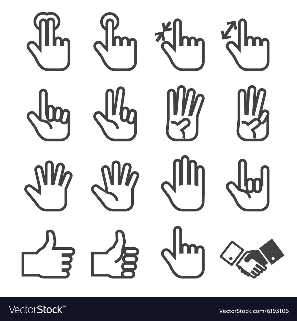 Hand icon set Royalty Free Vector Image - VectorStock