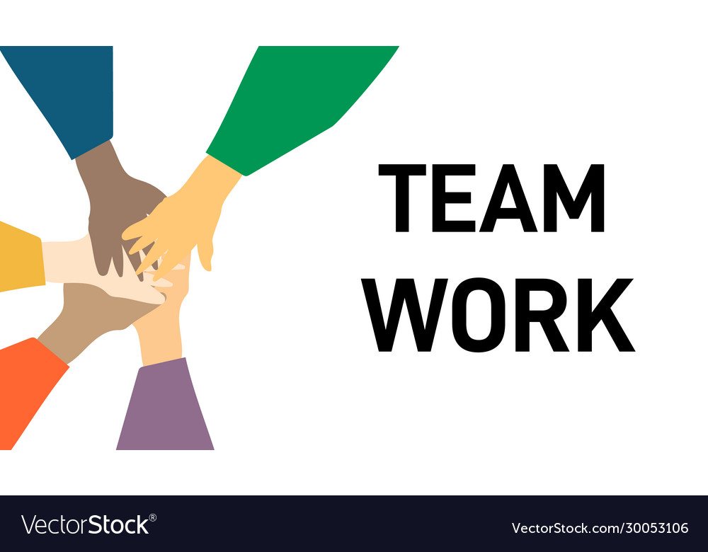 Hands together symbol teamwork Royalty Free Vector Image