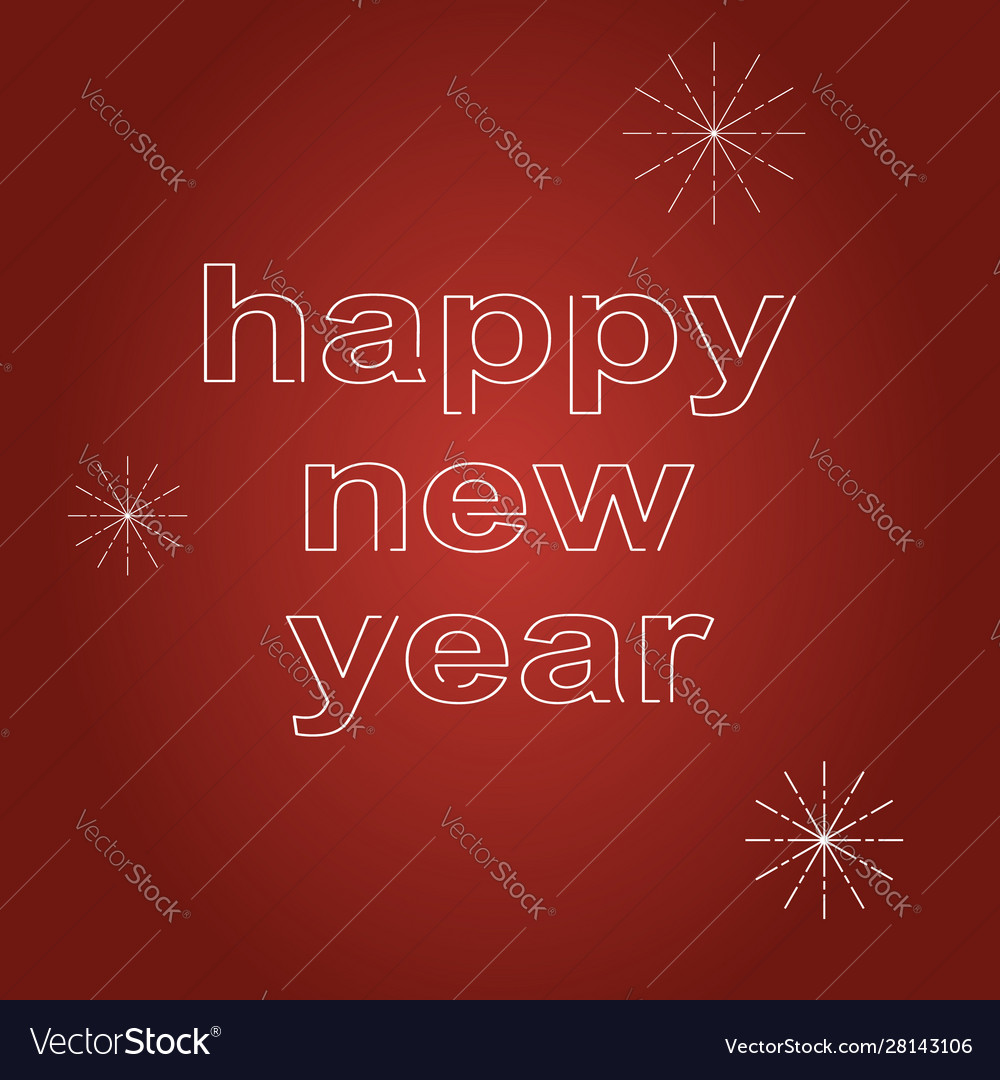 Happy new year banner outline red background