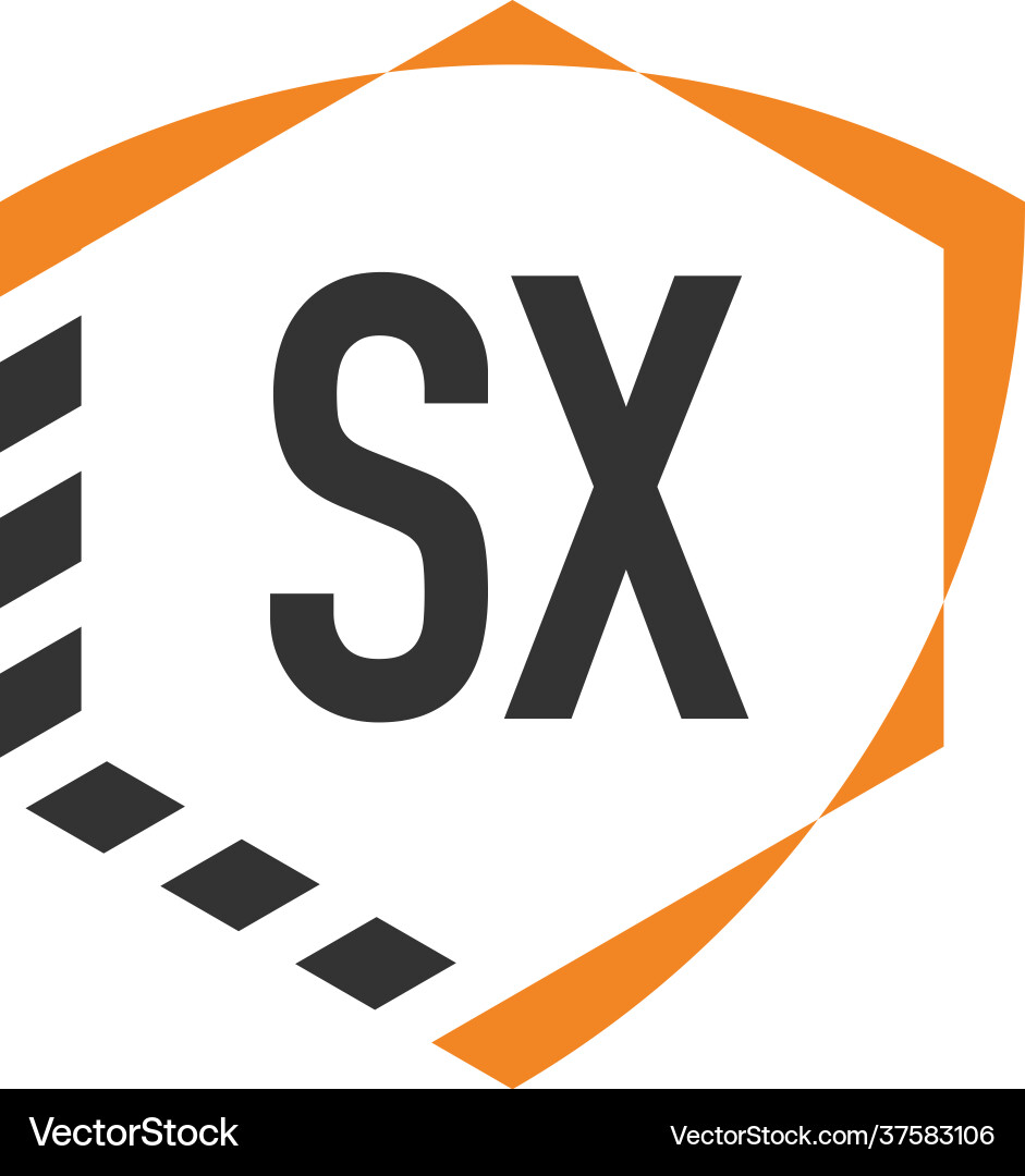 Initial letter sx shield hexagonal logo template Vector Image