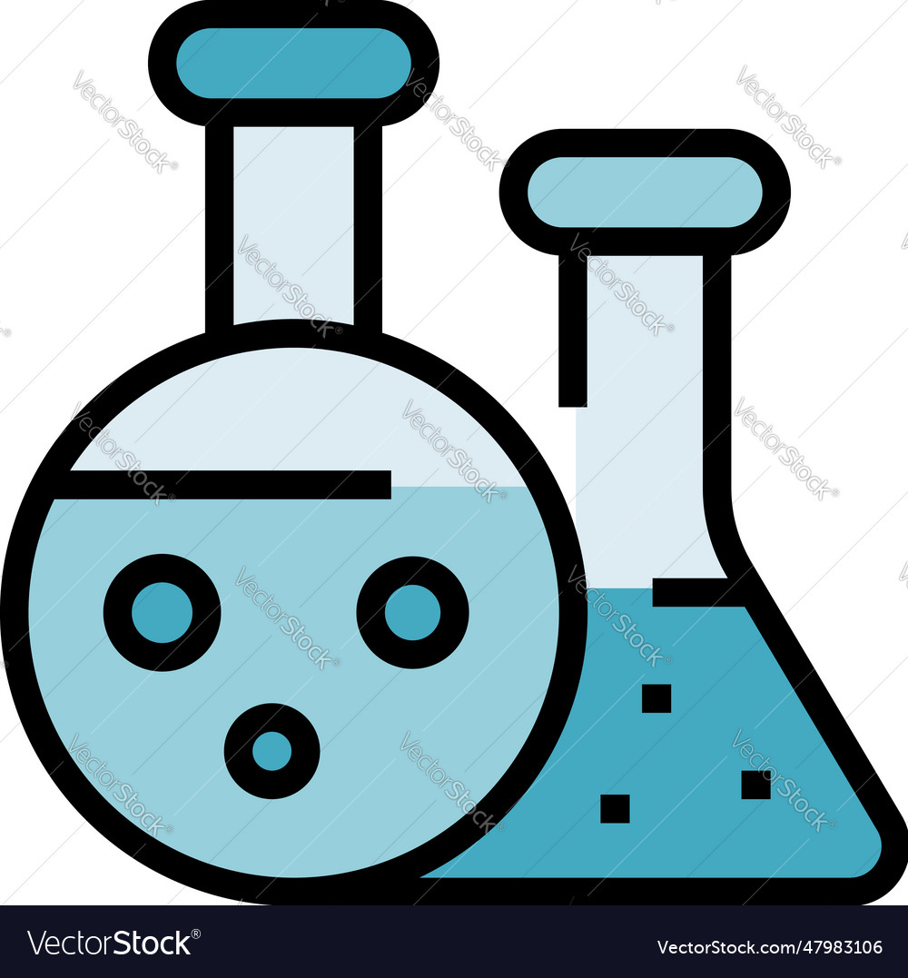 Medical lab flask icon flat Royalty Free Vector Image