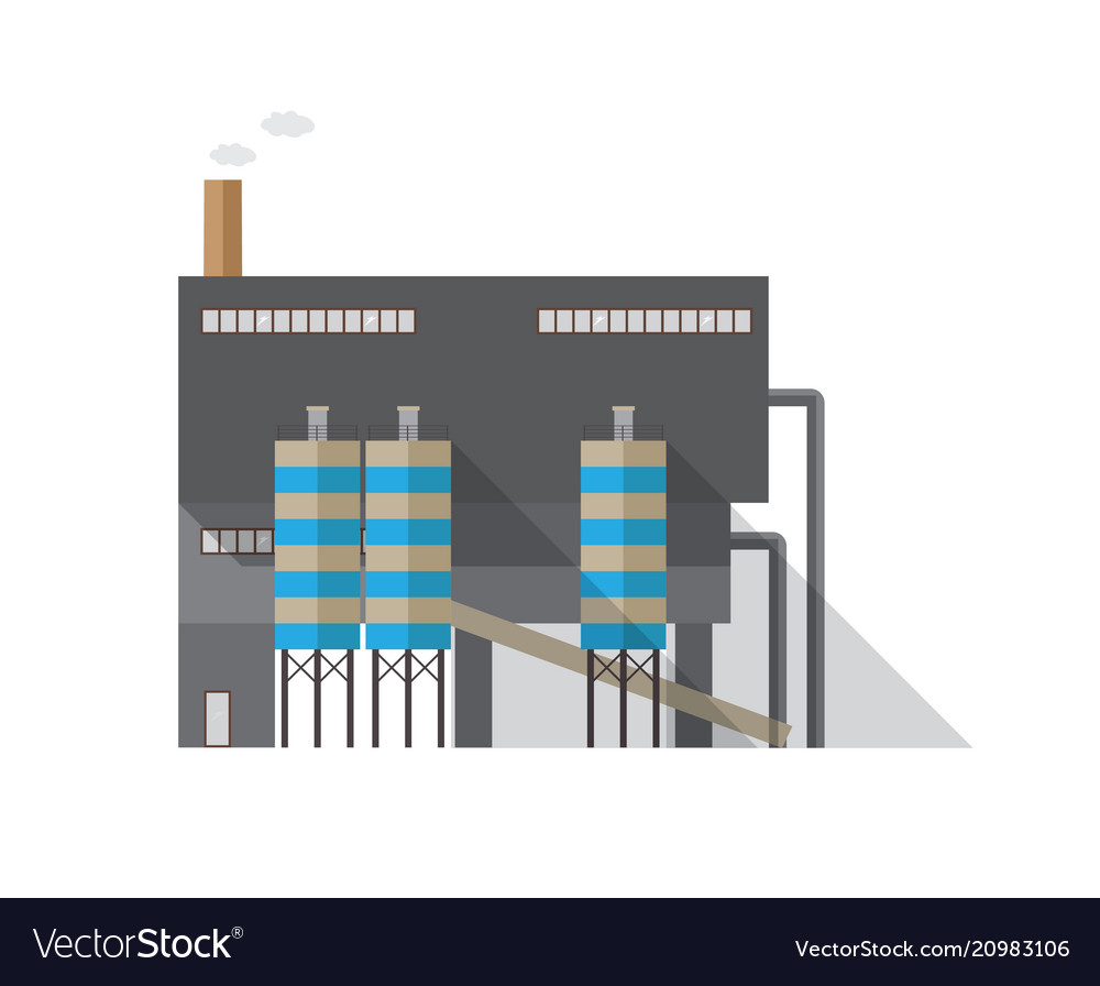 Modern industrial building with pipe emitting