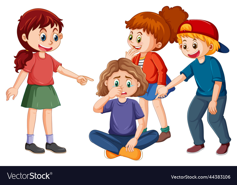 Poor girl abused by other kids Royalty Free Vector Image