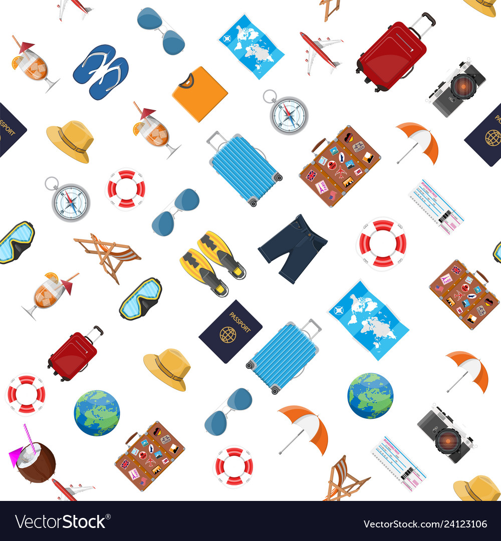 Travel seamless pattern vector image Travel seamless pattern