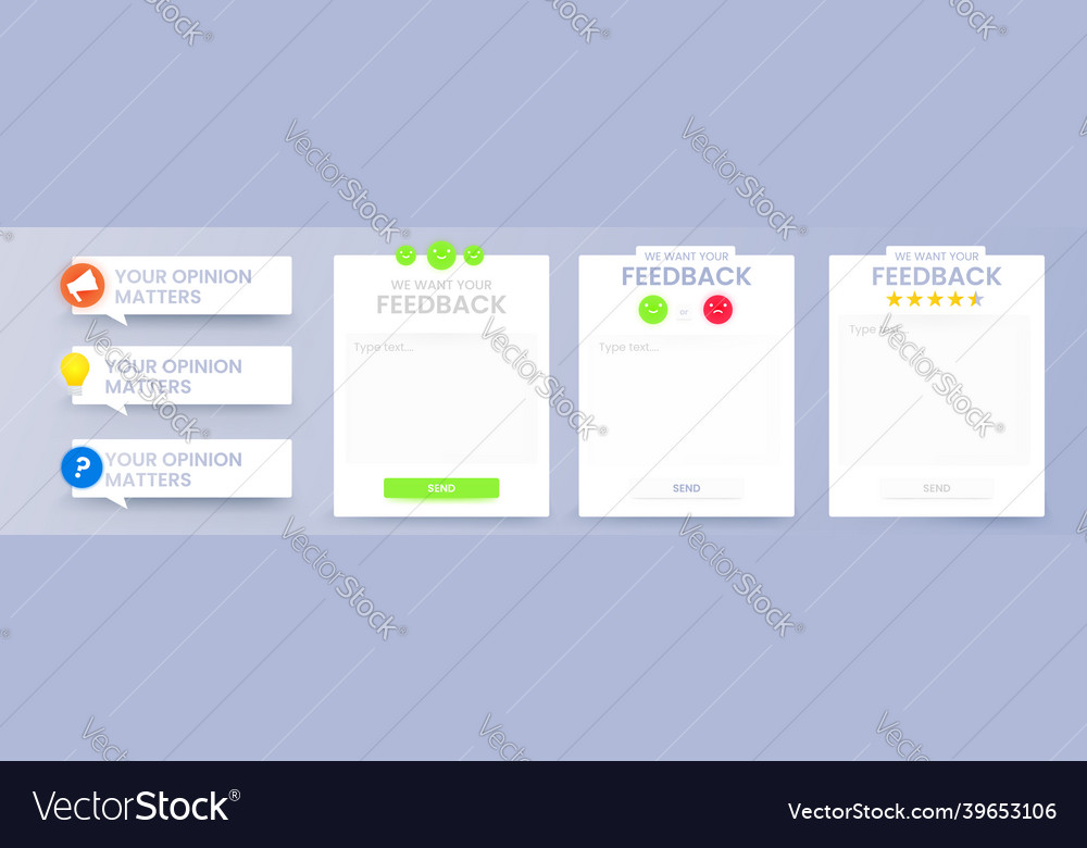 Ui form for feedback template png design Vector Image