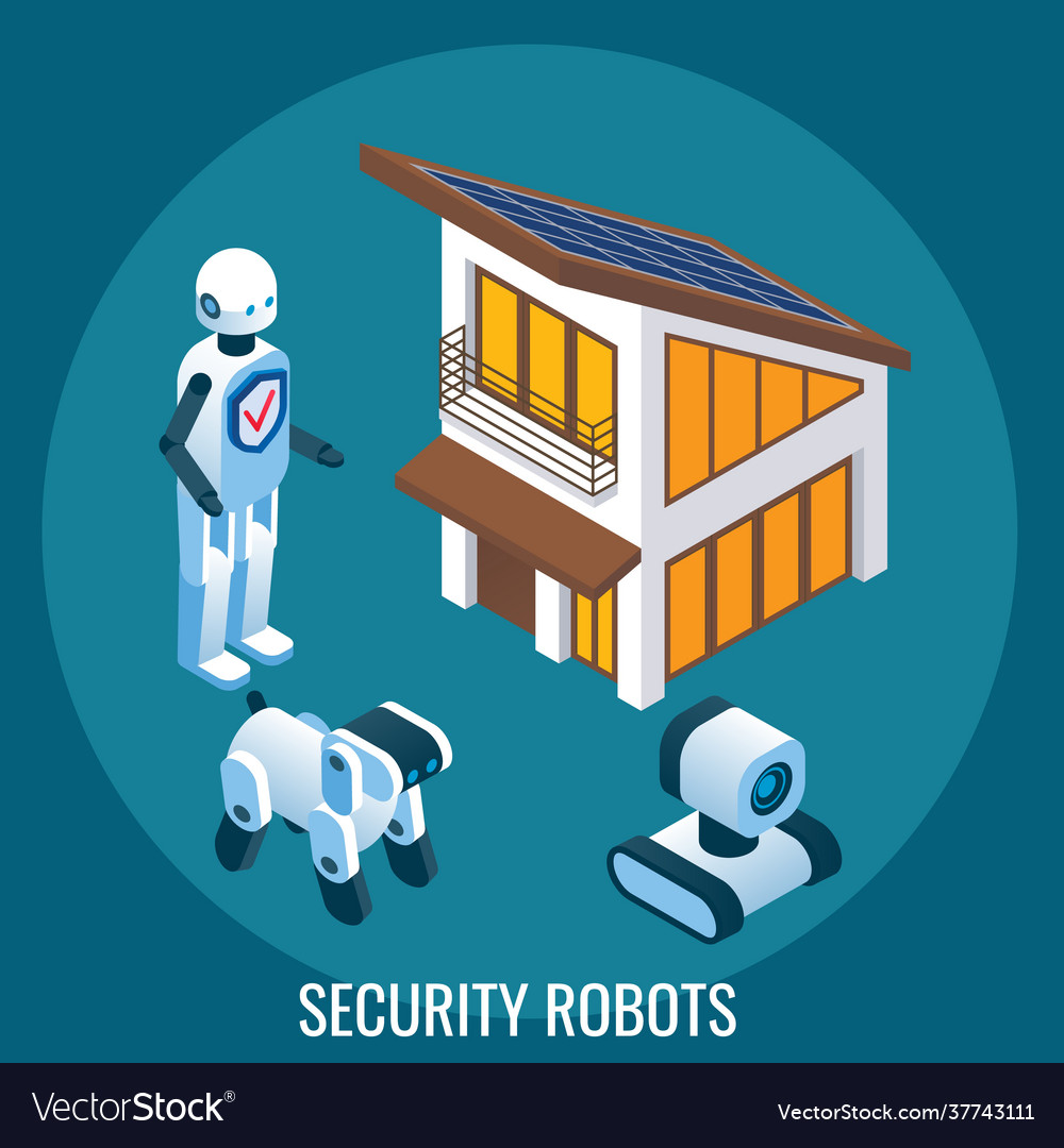 Automated security and surveillance robots Vector Image