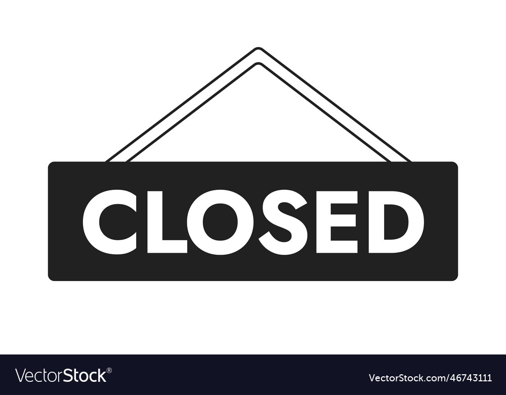 Closed hanging signboard monochromatic flat object