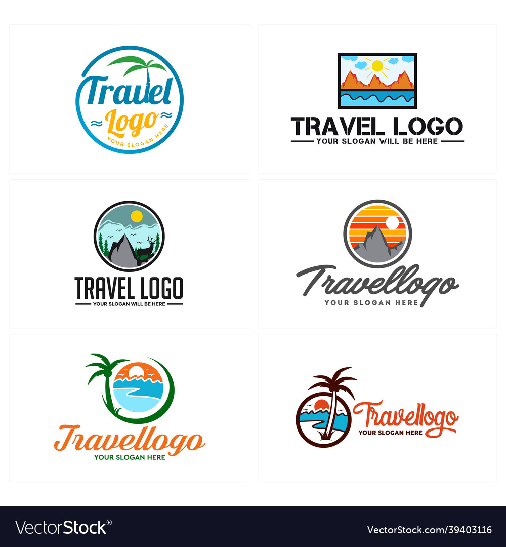 Colorful travel badge logo design Royalty Free Vector Image