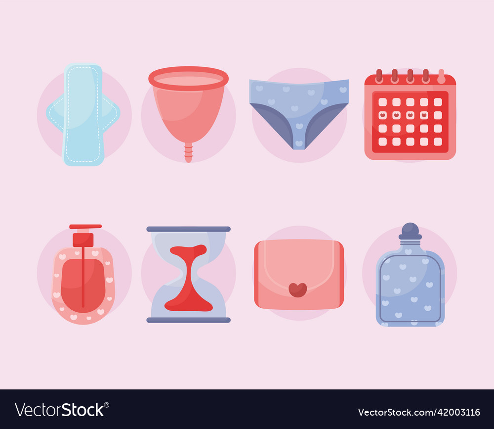 Eight women menstrual items