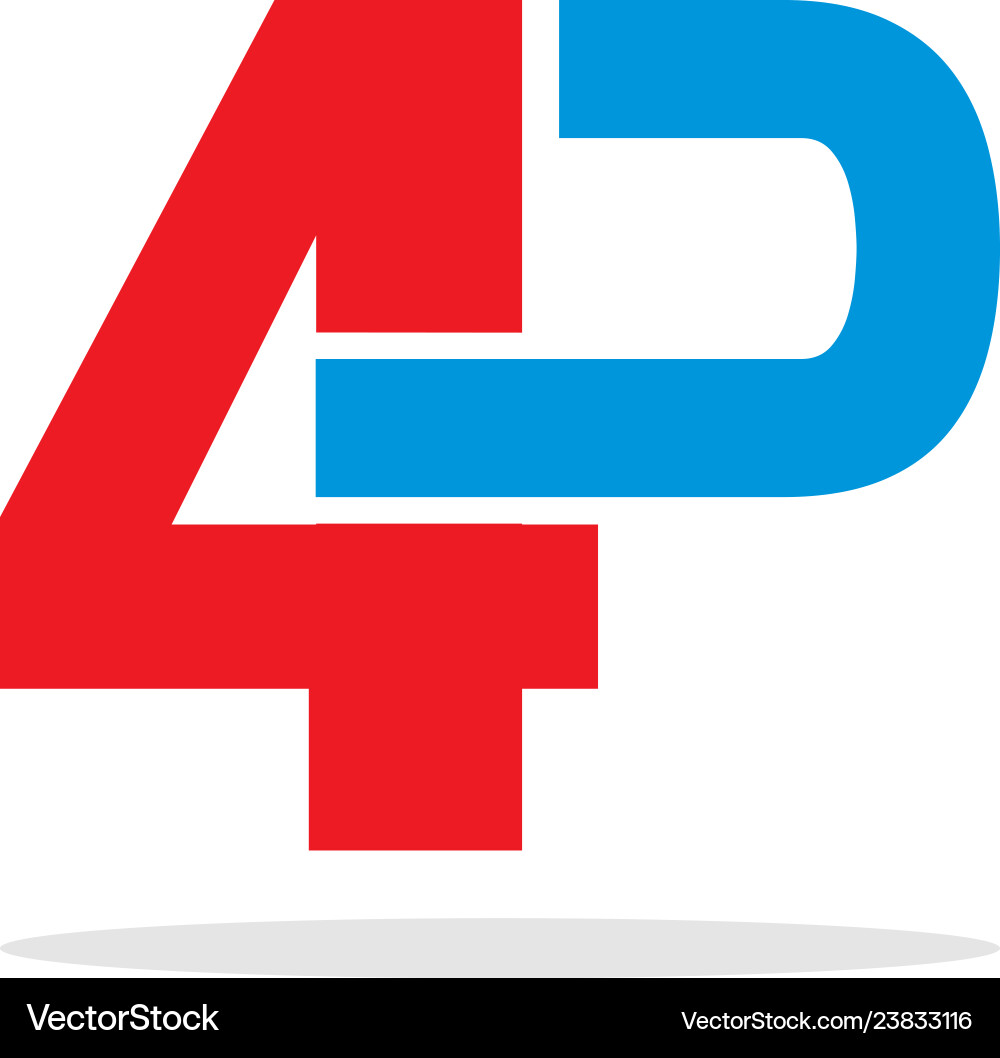 Initial logo combining letter and number p and 4 Vector Image