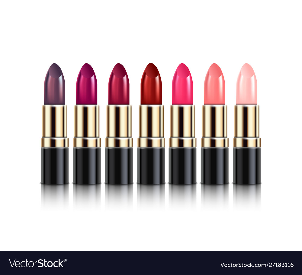 Realistic set different lipstick color palette Vector Image