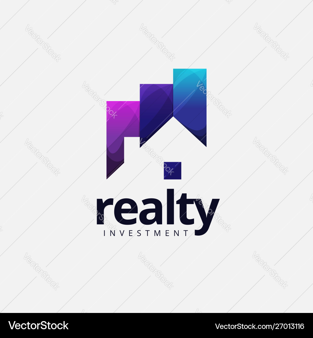 Realty house investment logo design Royalty Free Vector