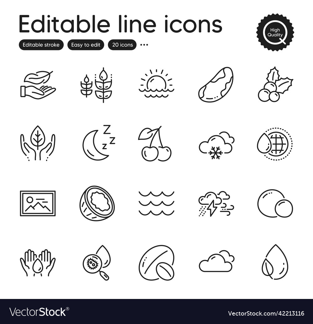 Set of nature outline icons contains as bad