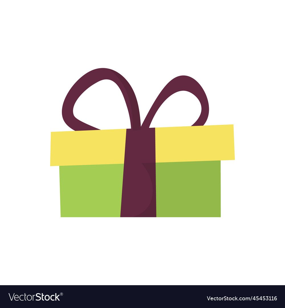 Single image of gift box in green color Royalty Free Vector