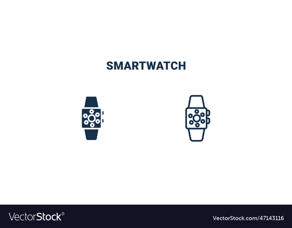 Smartwatch icon outline and filled Royalty Free Vector Image