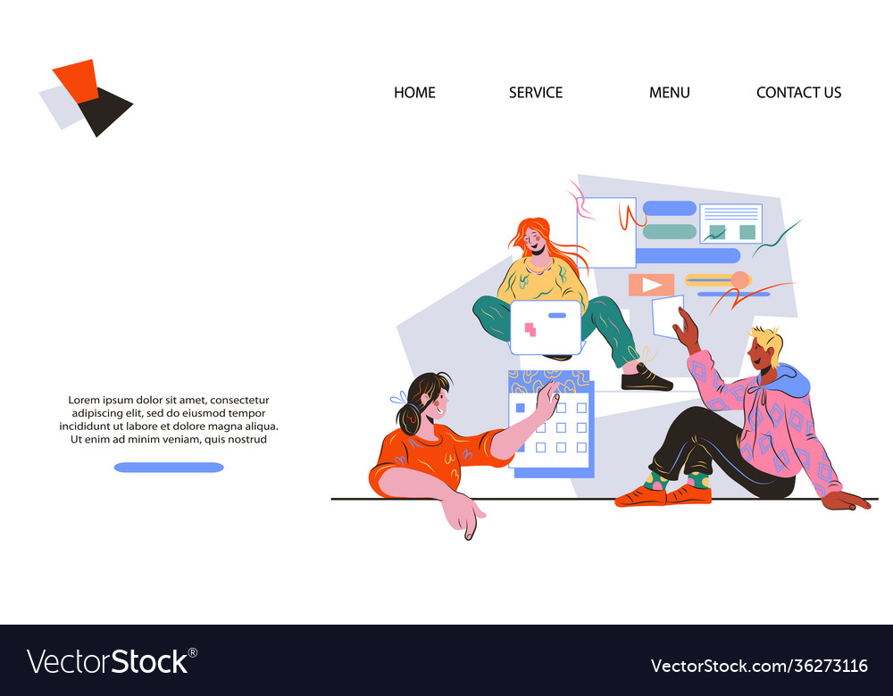 Website page template for various business topics Vector Image