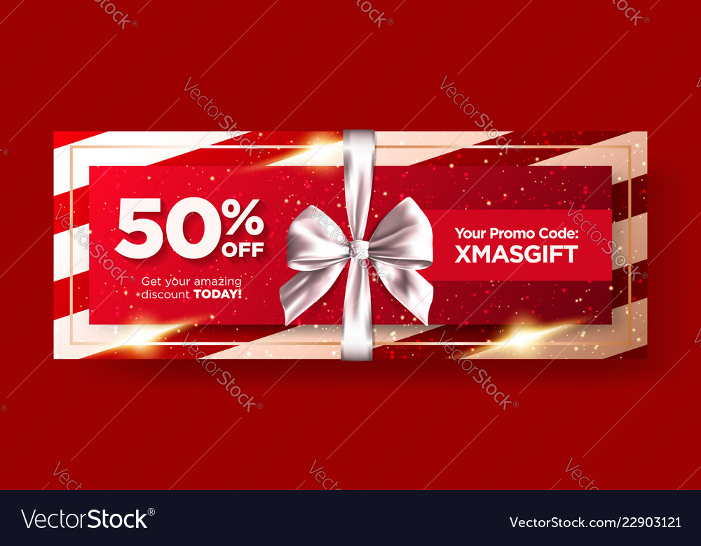 Christmas gift voucher or xmas gift card vector image Christmas gift voucher or xmas gift card