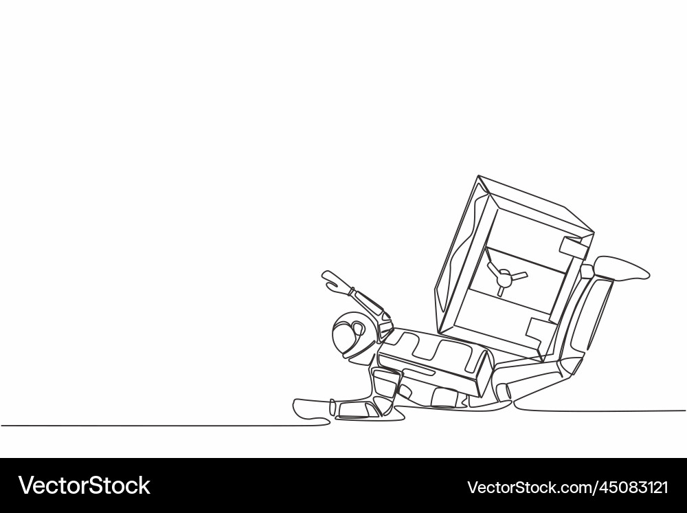 Continuous one line drawing young astronaut under Vector Image