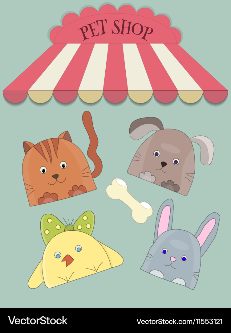 Cute pet shope Royalty Free Vector Image - VectorStock