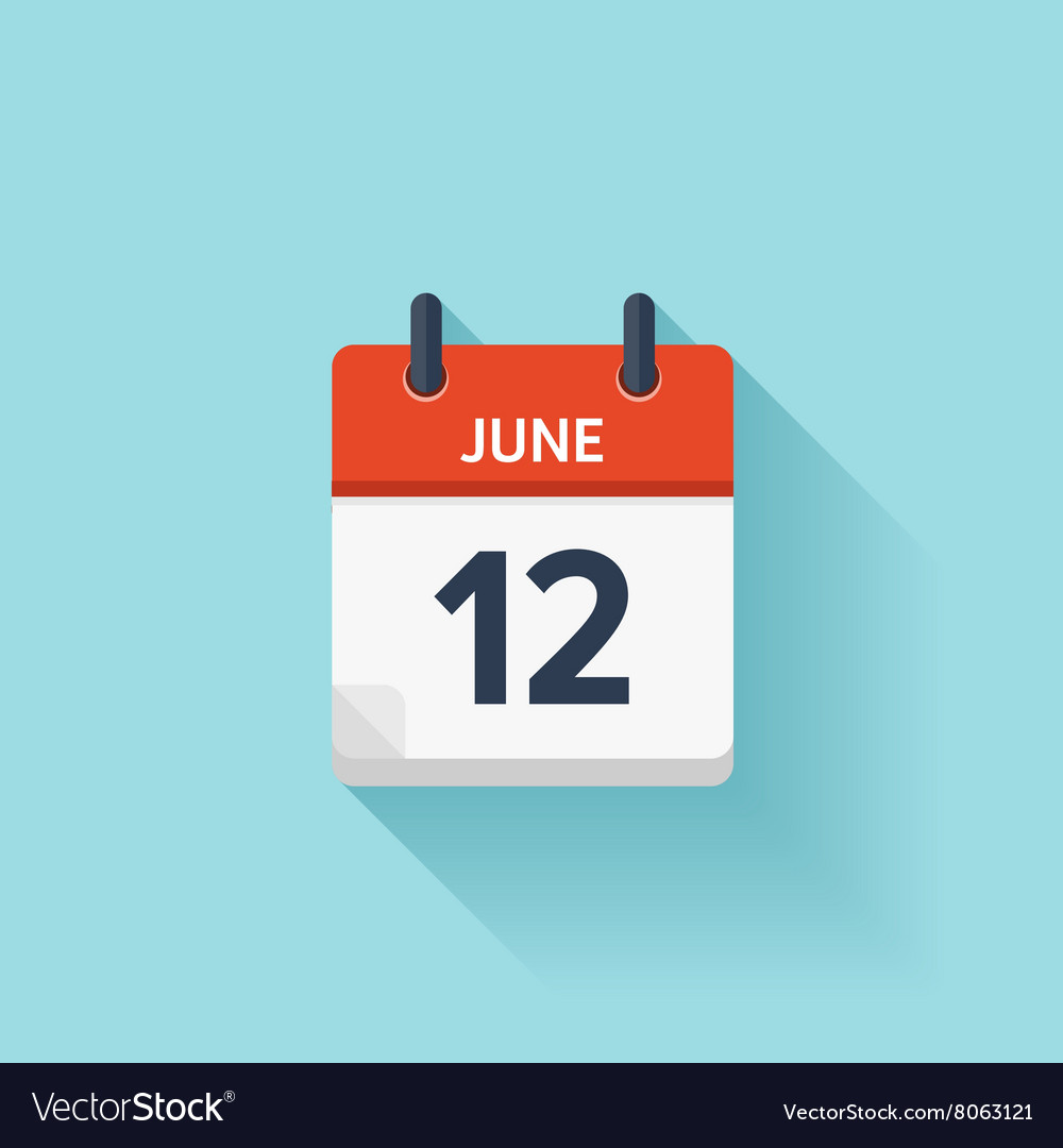 June 12 Flat Daily Calendar Icon Date Royalty Free Vector