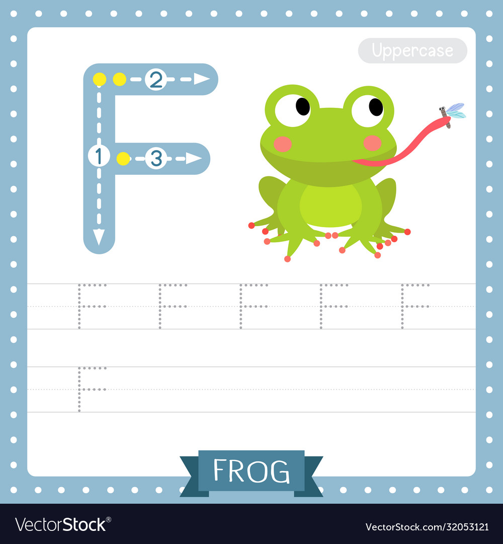 letter f uppercase tracing practice worksheet vector image