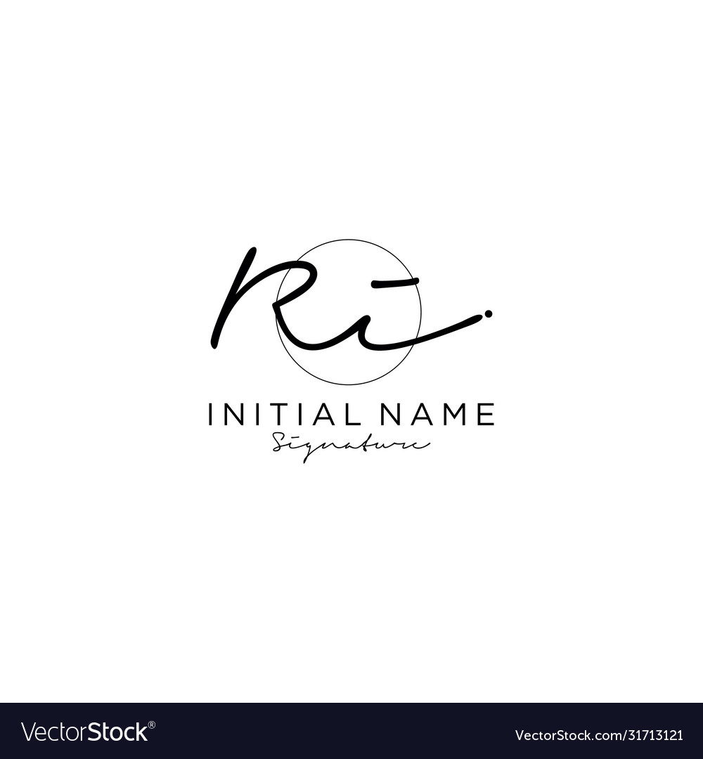 Ri initial handwriting logo design Royalty Free Vector Image