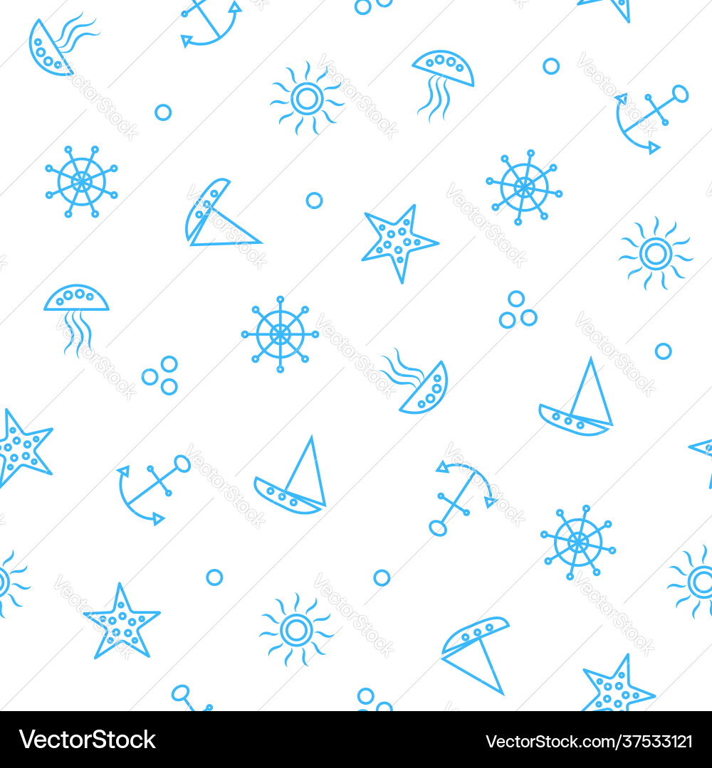 Seamless sea travel pattern background Royalty Free Vector