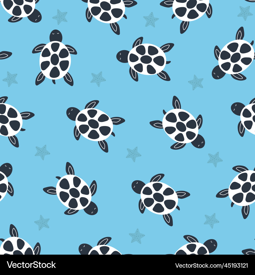Seamless sealife background with turtles Vector Image