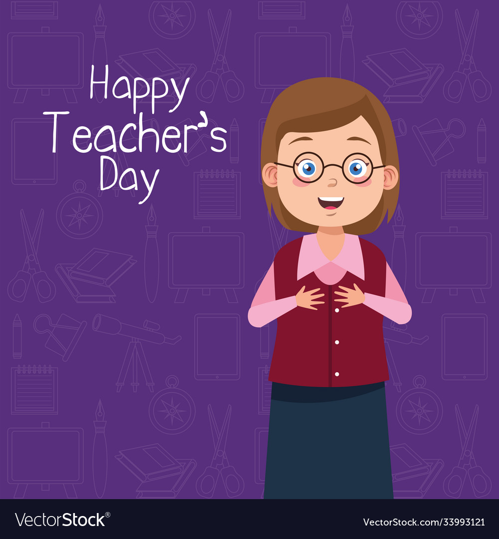 Teacher woman wearing eyeglasses with teachers day