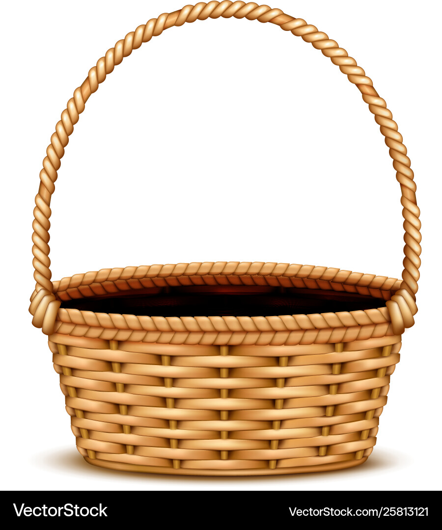 Wicker basket realistic isolated Royalty Free Vector Image