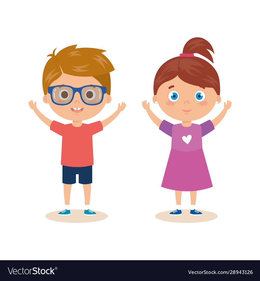 Children Standing On White Background Royalty Free Vector