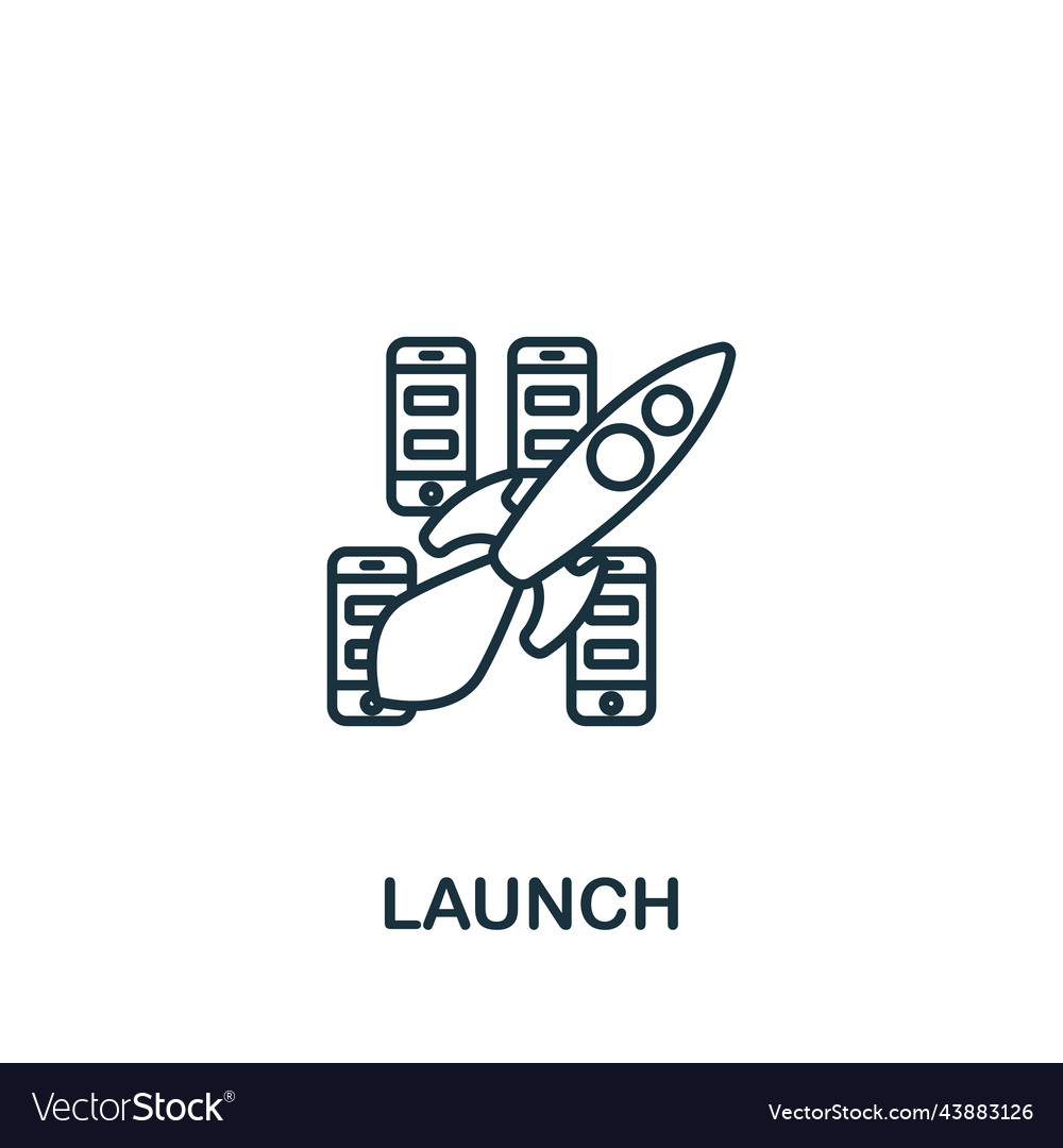 Launch icon line simple crowdfunding