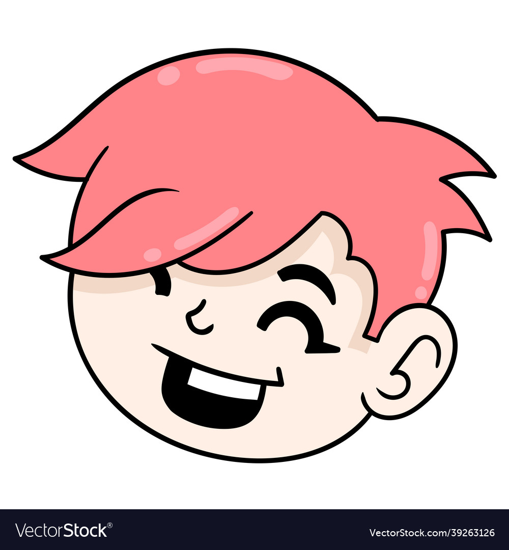 Red haired boy head is smiling seductively doodle Vector Image