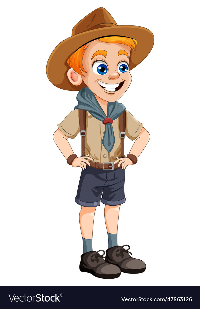 Scout boy cartoon character Royalty Free Vector Image